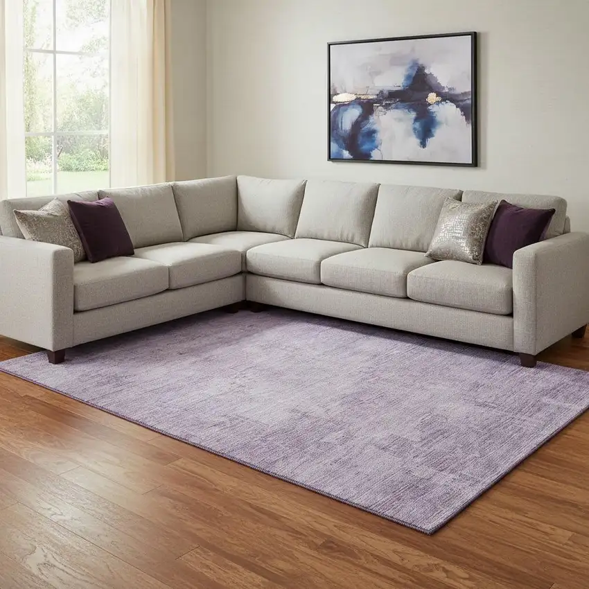 Lavender And Purple Abstract Washable Area Rug With UV Protection Photo 2