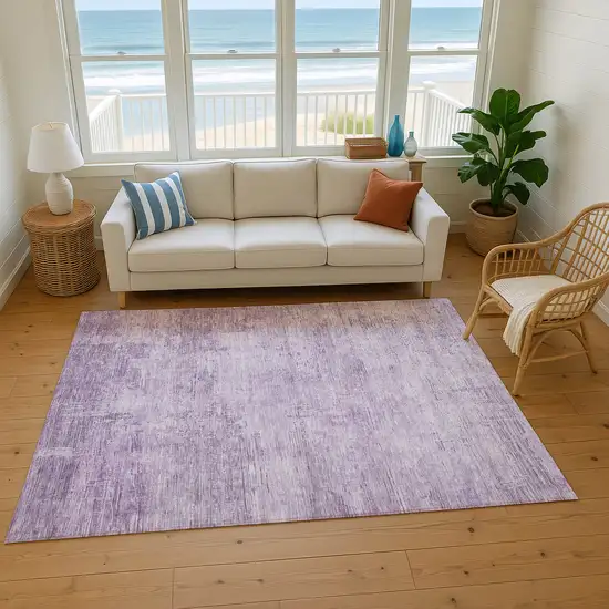 Lavender And Purple Abstract Washable Area Rug With UV Protection Photo 5