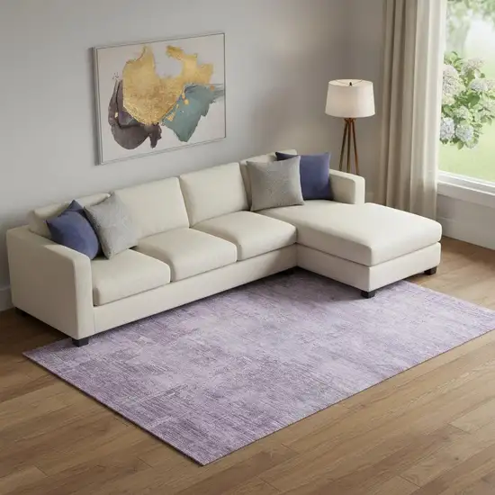 Lavender And Purple Abstract Washable Area Rug With UV Protection Photo 2