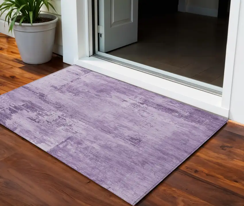 Lavender And Purple Abstract Washable Indoor Outdoor Area Rug Photo 1