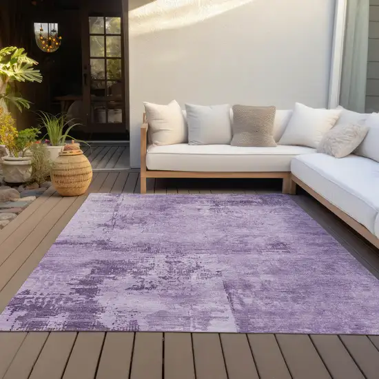 Lavender And Purple Abstract Washable Indoor Outdoor Area Rug Photo 9