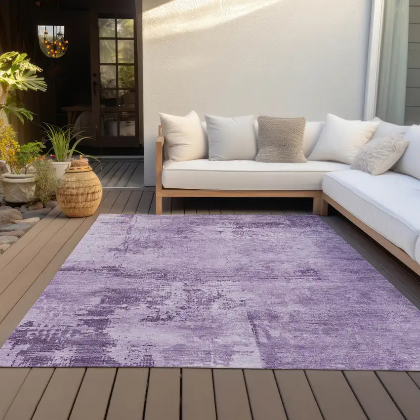 Lavender And Purple Abstract Washable Indoor Outdoor Area Rug Photo 9