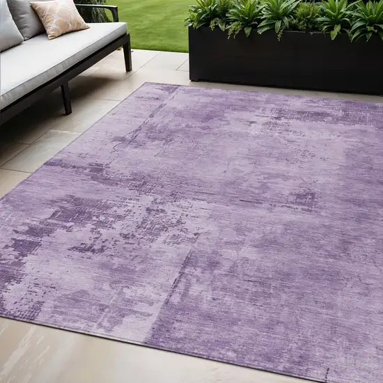 Lavender And Purple Abstract Washable Indoor Outdoor Area Rug Photo 1