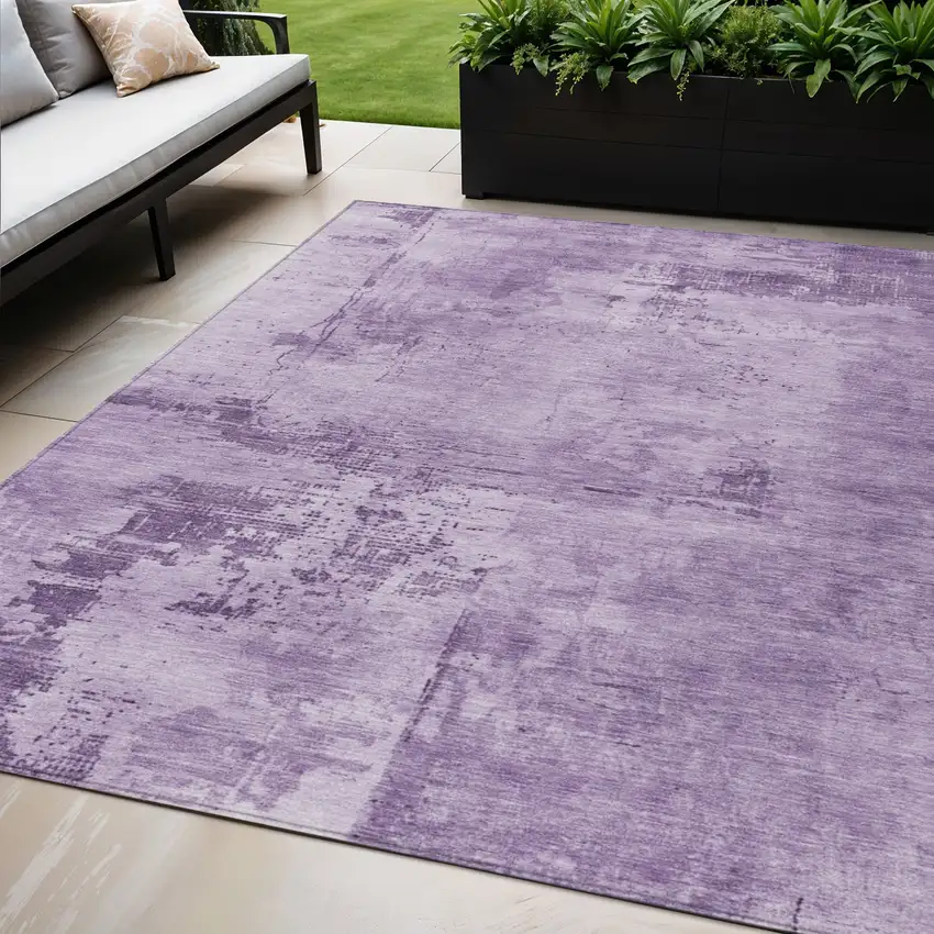 Lavender And Purple Abstract Washable Indoor Outdoor Area Rug Photo 1