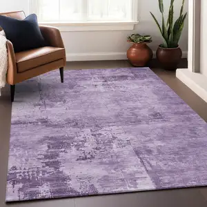 Photo of Lavender And Purple Abstract Washable Indoor Outdoor Area Rug