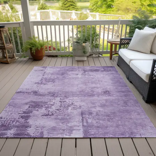 Lavender And Purple Abstract Washable Indoor Outdoor Area Rug Photo 7