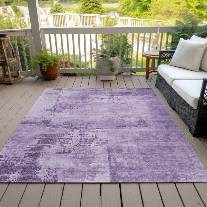 Lavender And Purple Abstract Washable Indoor Outdoor Area Rug Photo 7
