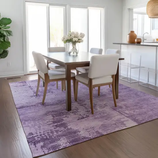Lavender And Purple Abstract Washable Indoor Outdoor Area Rug Photo 9