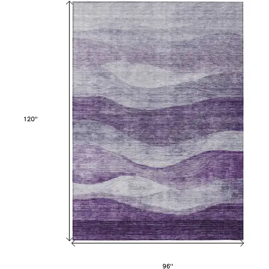 Lavender And Purple Abstract Washable Indoor Outdoor Area Rug Photo 7