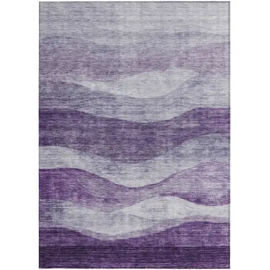 Lavender And Purple Abstract Washable Indoor Outdoor Area Rug Photo 6