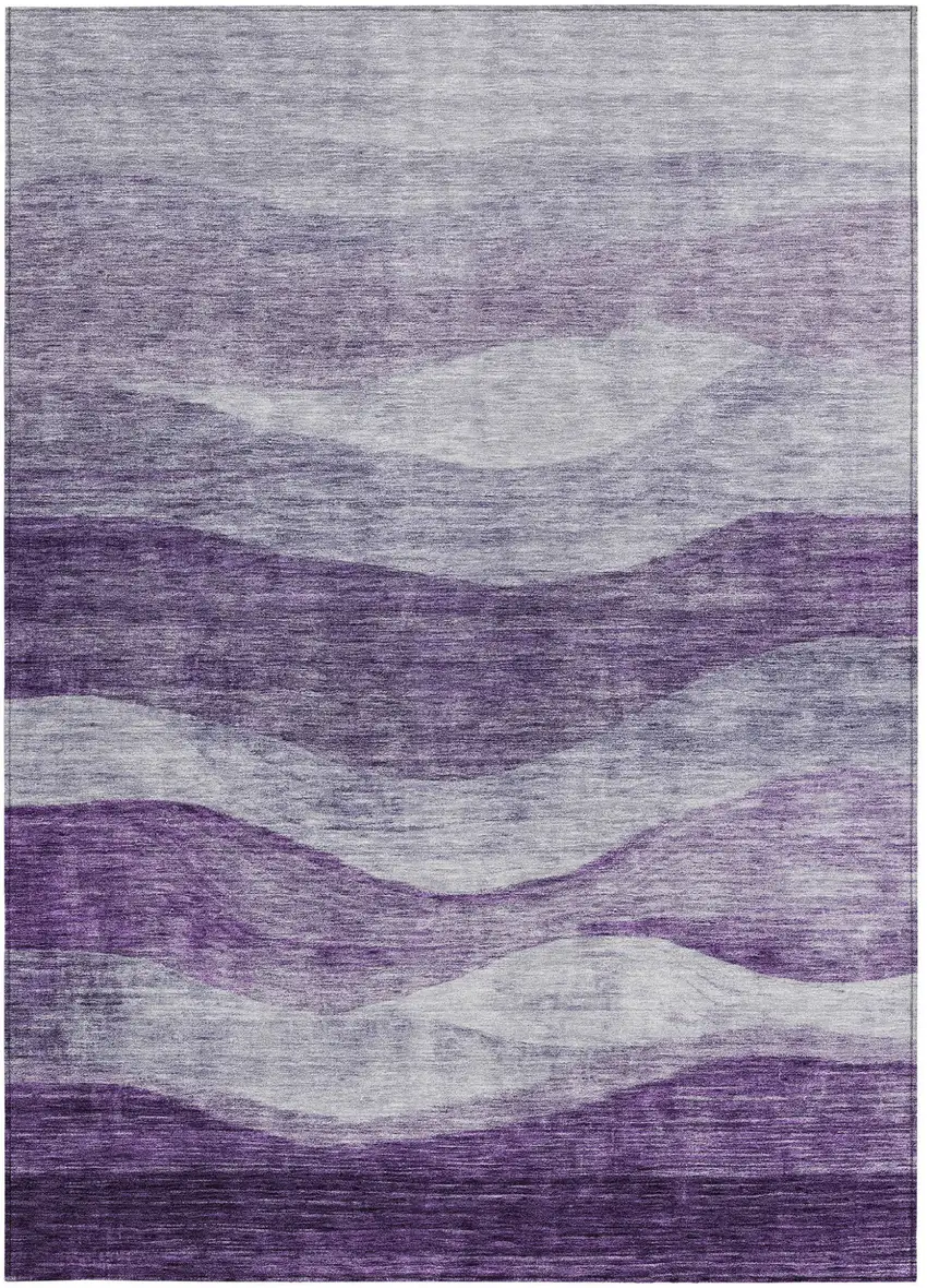 Lavender And Purple Abstract Washable Indoor Outdoor Area Rug Photo 6