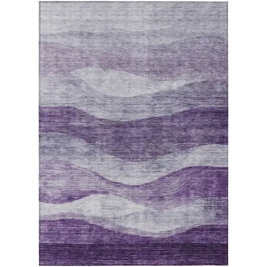 Lavender And Purple Abstract Washable Indoor Outdoor Area Rug Photo 2