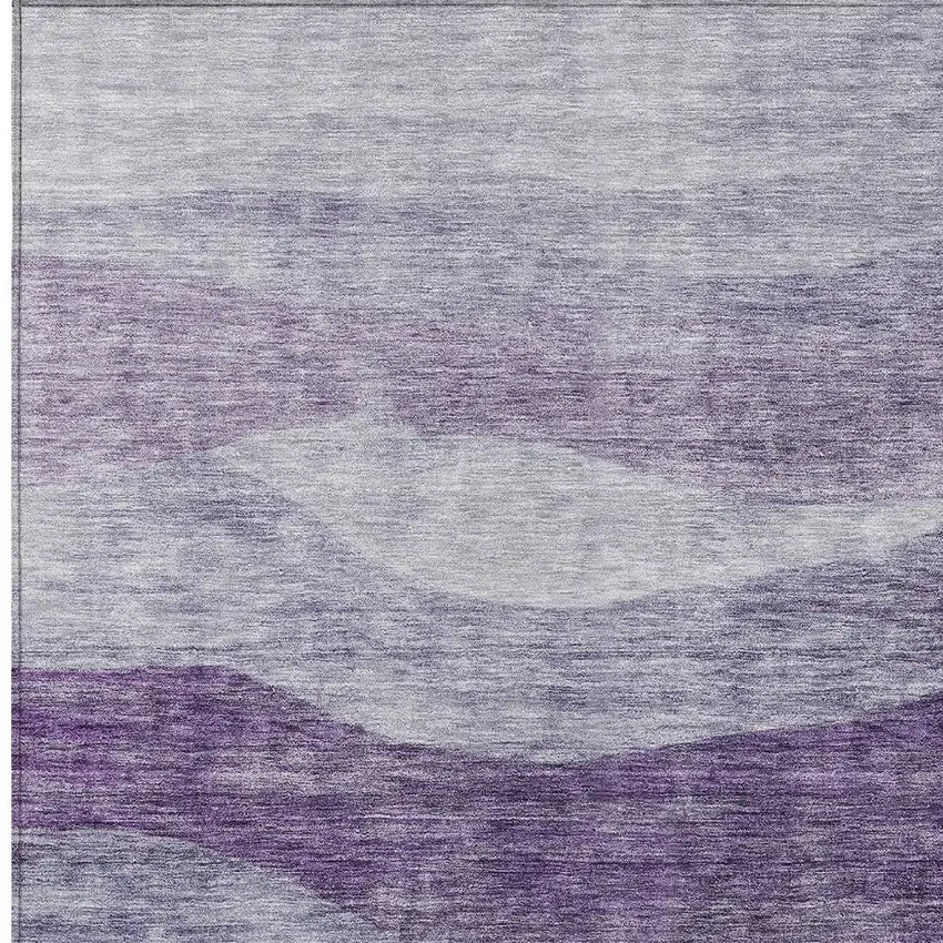 Lavender And Purple Abstract Washable Indoor Outdoor Area Rug Photo 5