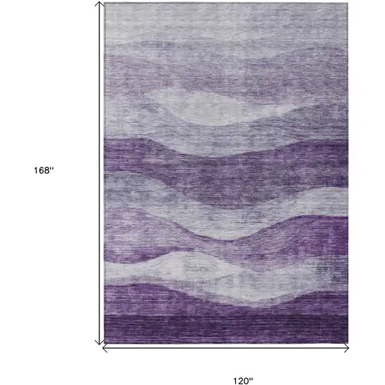 Lavender And Purple Abstract Washable Indoor Outdoor Area Rug Photo 7