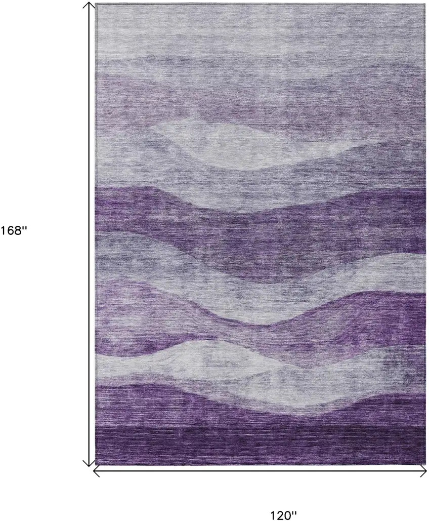 Lavender And Purple Abstract Washable Indoor Outdoor Area Rug Photo 7
