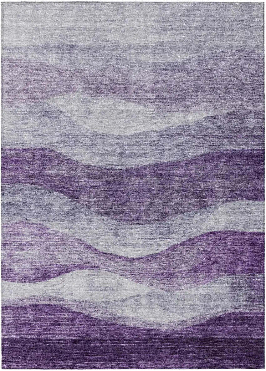 Lavender And Purple Abstract Washable Indoor Outdoor Area Rug Photo 2