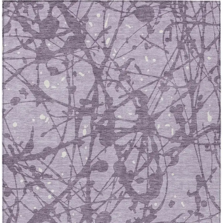 Lavender And Purple Abstract Washable Indoor Outdoor Area Rug Photo 3