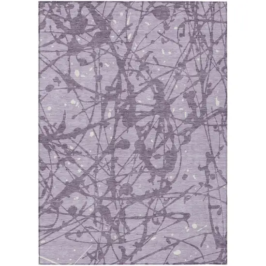 Lavender And Purple Abstract Washable Indoor Outdoor Area Rug Photo 1