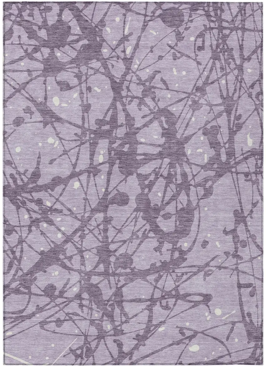 Lavender And Purple Abstract Washable Indoor Outdoor Area Rug Photo 1