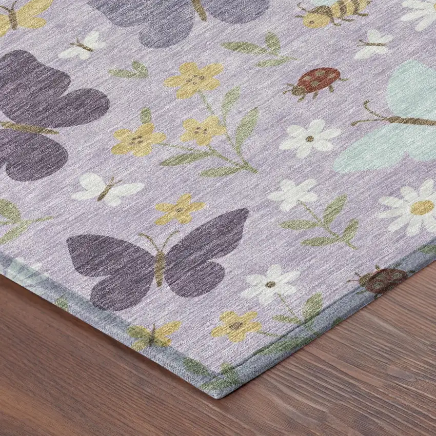 Lavender And Purple Abstract Washable Indoor Outdoor Area Rug Photo 4
