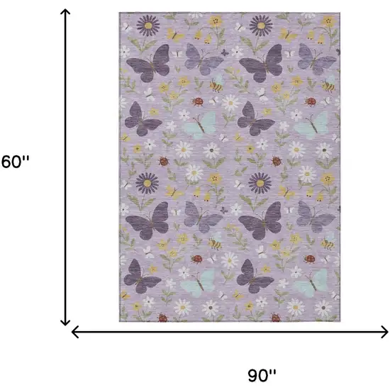 Lavender And Purple Abstract Washable Indoor Outdoor Area Rug Photo 6