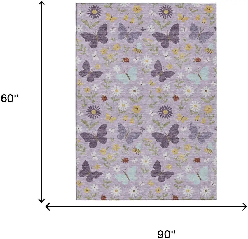 Lavender And Purple Abstract Washable Indoor Outdoor Area Rug Photo 6