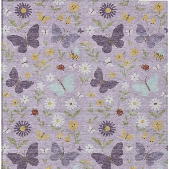 Lavender And Purple Abstract Washable Indoor Outdoor Area Rug Photo 3