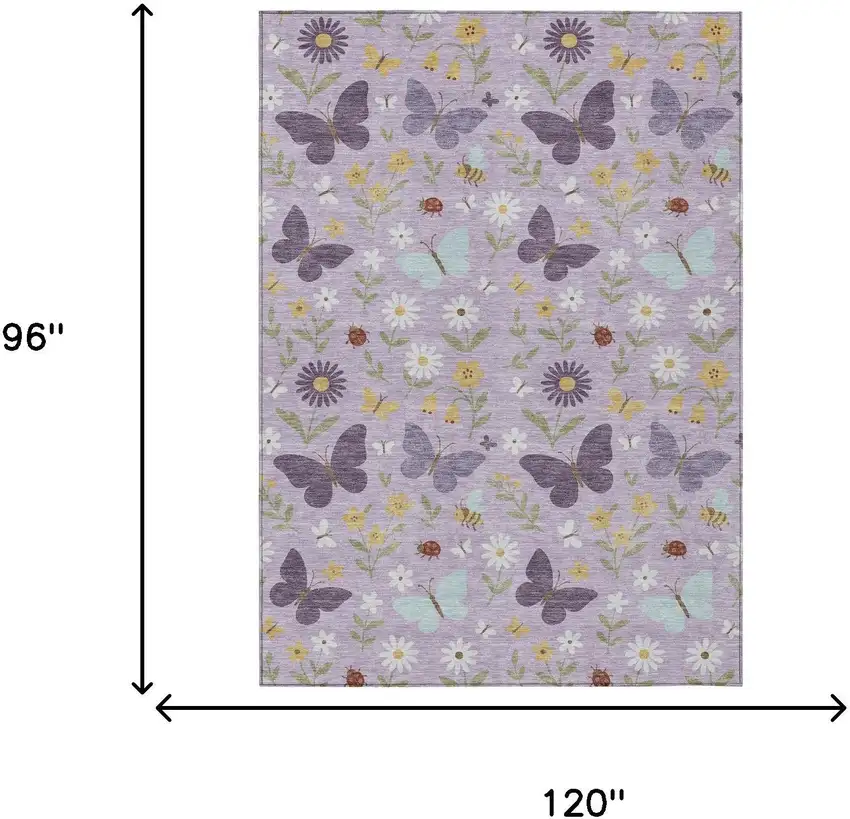Lavender And Purple Abstract Washable Indoor Outdoor Area Rug Photo 6