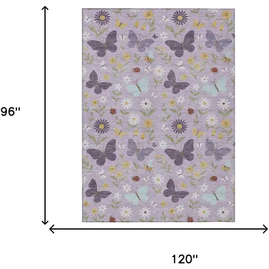 Lavender And Purple Abstract Washable Indoor Outdoor Area Rug Photo 6