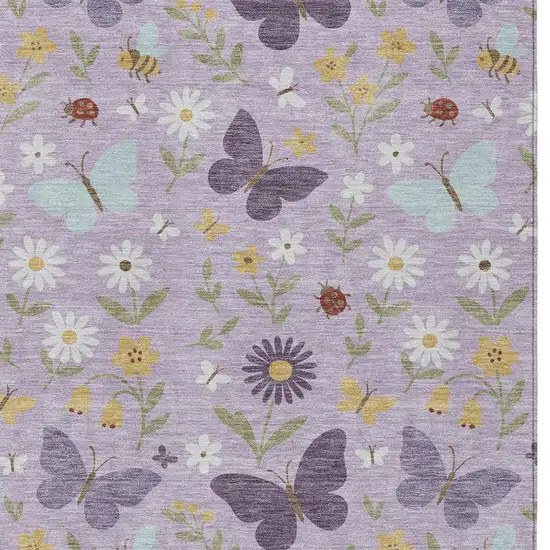 Lavender And Purple Abstract Washable Indoor Outdoor Area Rug Photo 2
