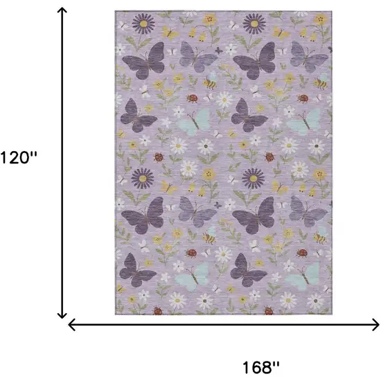 Lavender And Purple Abstract Washable Indoor Outdoor Area Rug Photo 6