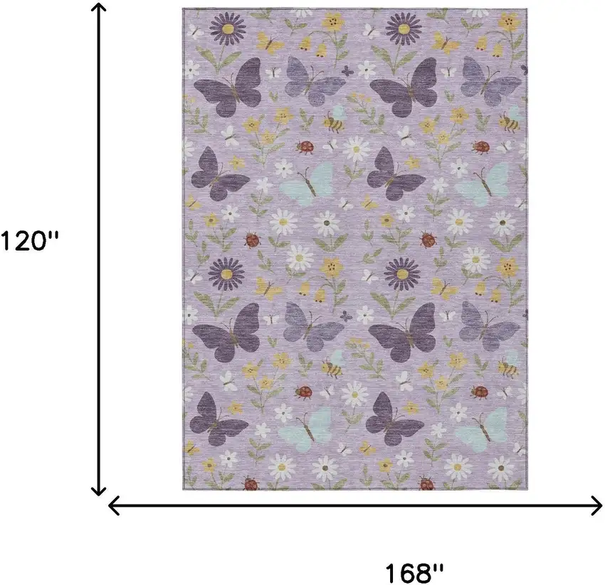 Lavender And Purple Abstract Washable Indoor Outdoor Area Rug Photo 6