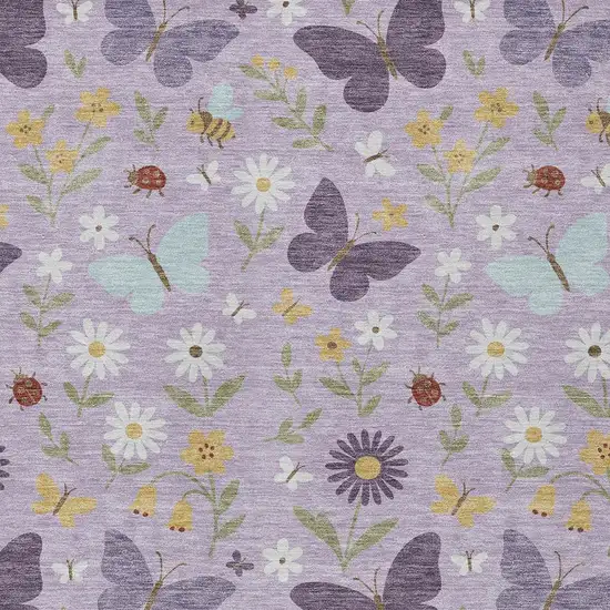Lavender And Purple Abstract Washable Indoor Outdoor Area Rug Photo 2