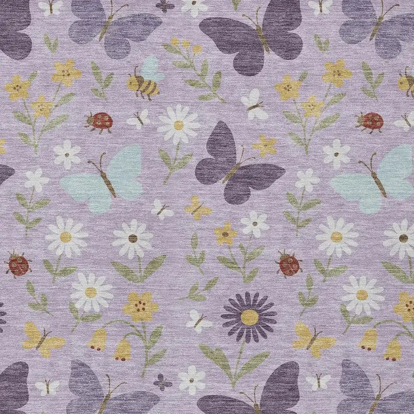Lavender And Purple Abstract Washable Indoor Outdoor Area Rug Photo 2