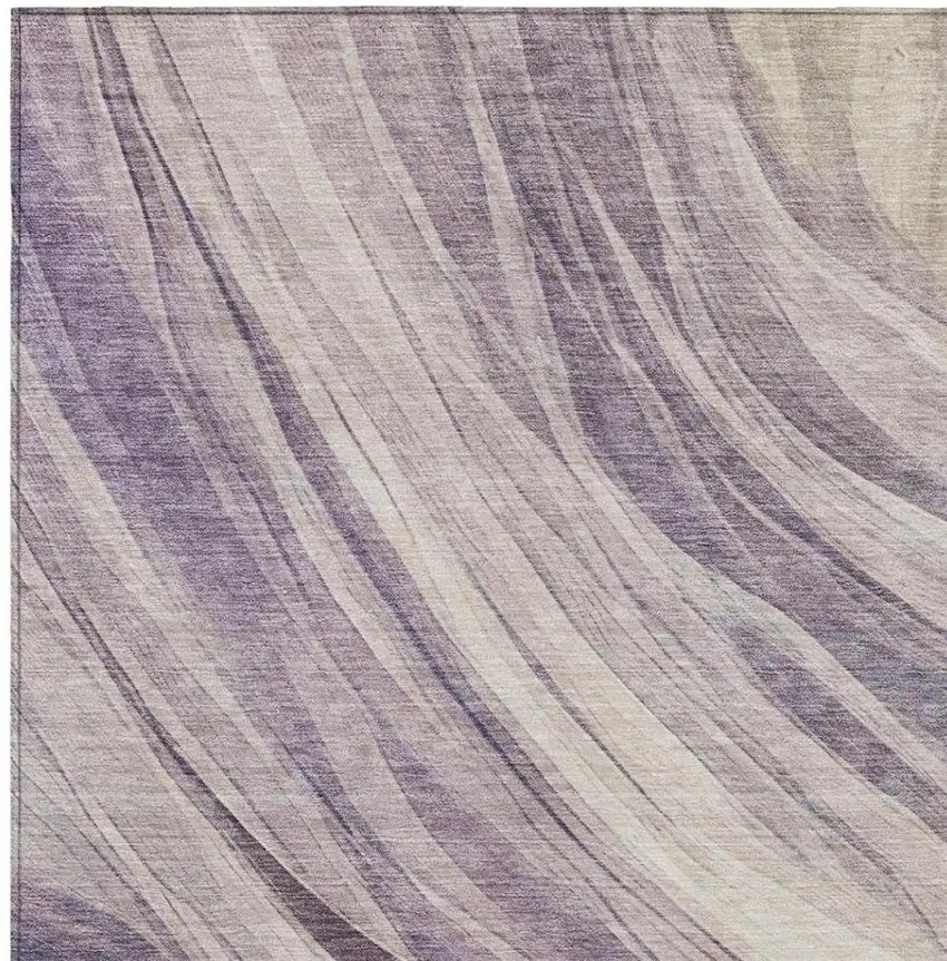 Lavender And Purple Abstract Washable Indoor Outdoor Area Rug Photo 7