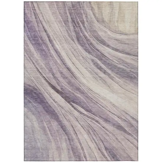 Lavender And Purple Abstract Washable Indoor Outdoor Area Rug Photo 3