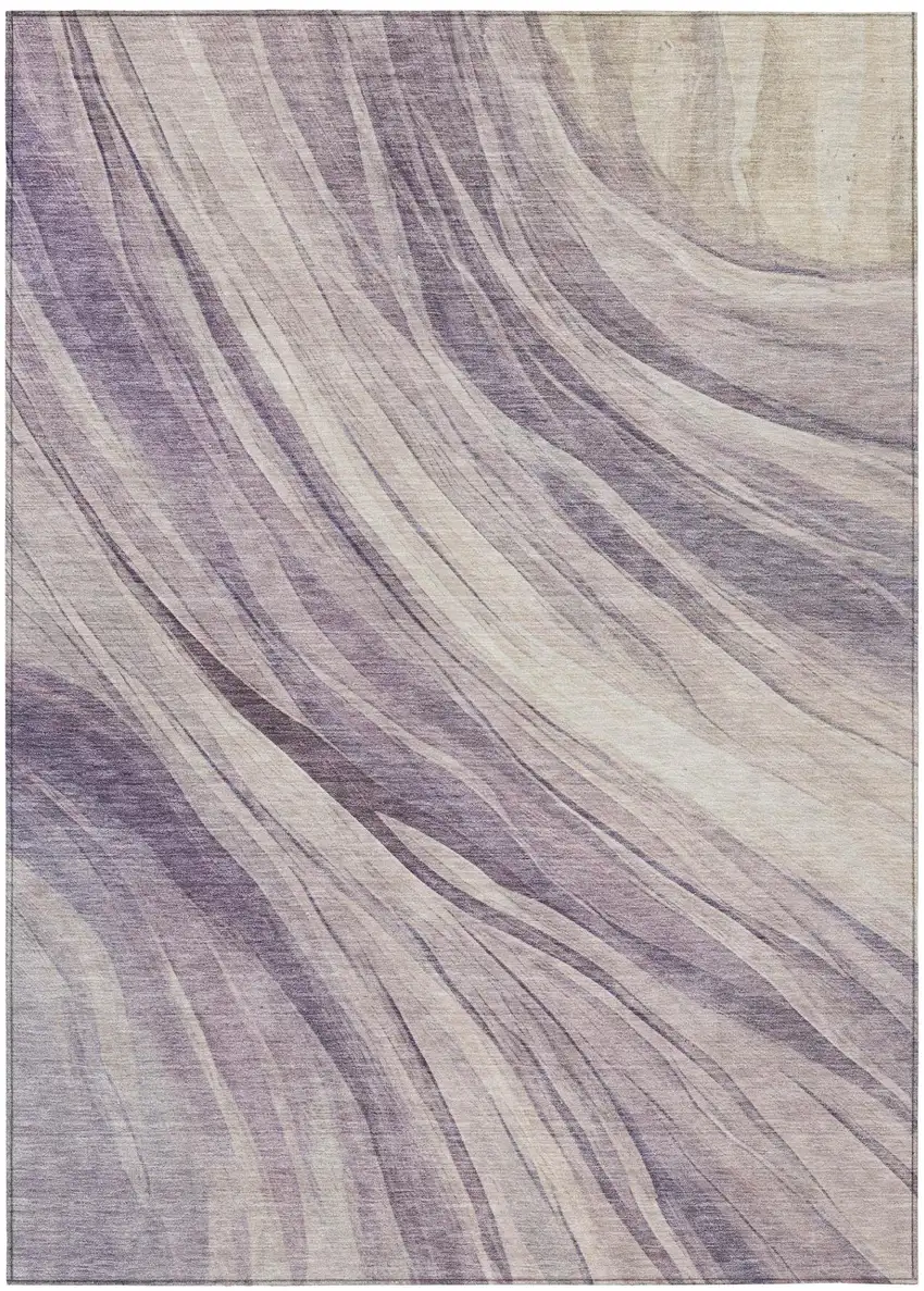 Lavender And Purple Abstract Washable Indoor Outdoor Area Rug Photo 3