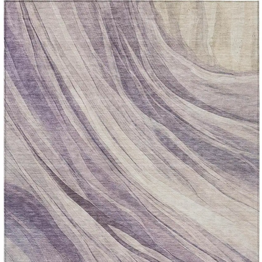 Lavender And Purple Abstract Washable Indoor Outdoor Area Rug Photo 5