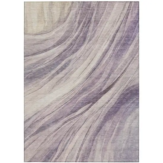 Lavender And Purple Abstract Washable Indoor Outdoor Area Rug Photo 2