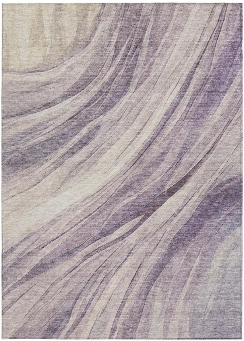 Lavender And Purple Abstract Washable Indoor Outdoor Area Rug Photo 2