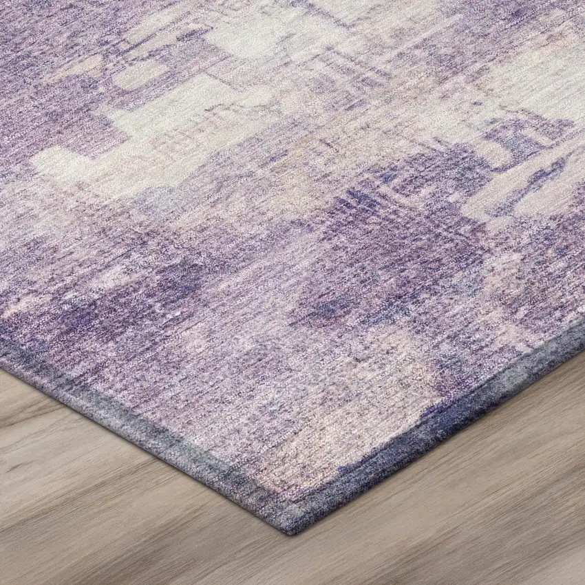 Lavender And Purple Abstract Washable Indoor Outdoor Area Rug Photo 4