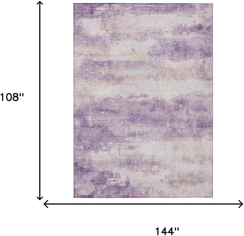 Lavender And Purple Abstract Washable Indoor Outdoor Area Rug Photo 6