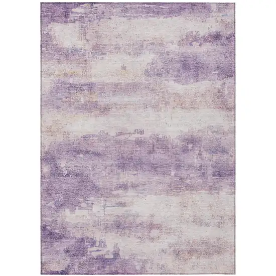 Lavender And Purple Abstract Washable Indoor Outdoor Area Rug Photo 1