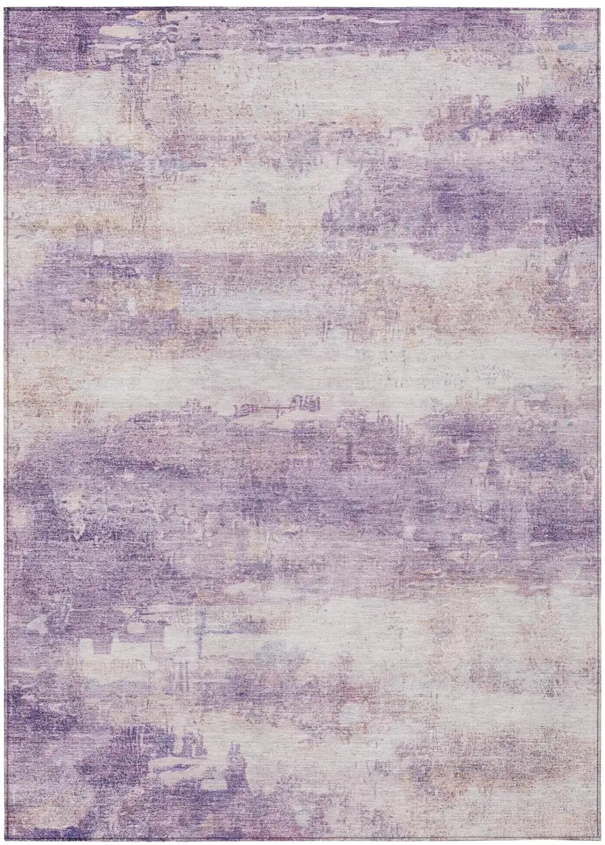 Lavender And Purple Abstract Washable Indoor Outdoor Area Rug Photo 1