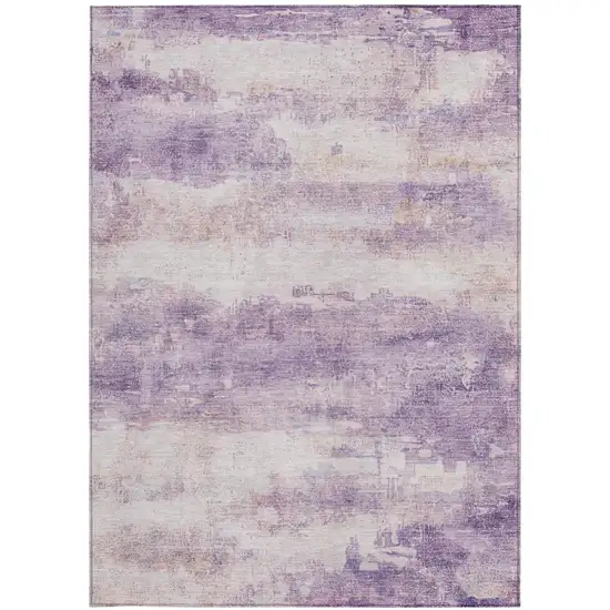 Lavender And Purple Abstract Washable Indoor Outdoor Area Rug Photo 2