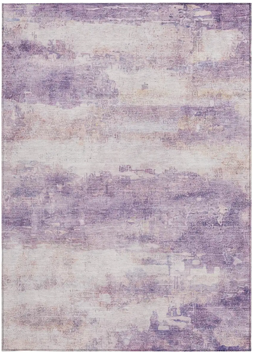 Lavender And Purple Abstract Washable Indoor Outdoor Area Rug Photo 2