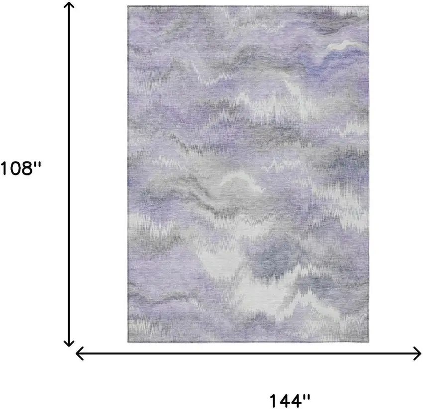 Lavender And Purple Abstract Washable Indoor Outdoor Area Rug Photo 6