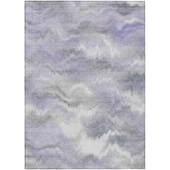 Lavender And Purple Abstract Washable Indoor Outdoor Area Rug Photo 1