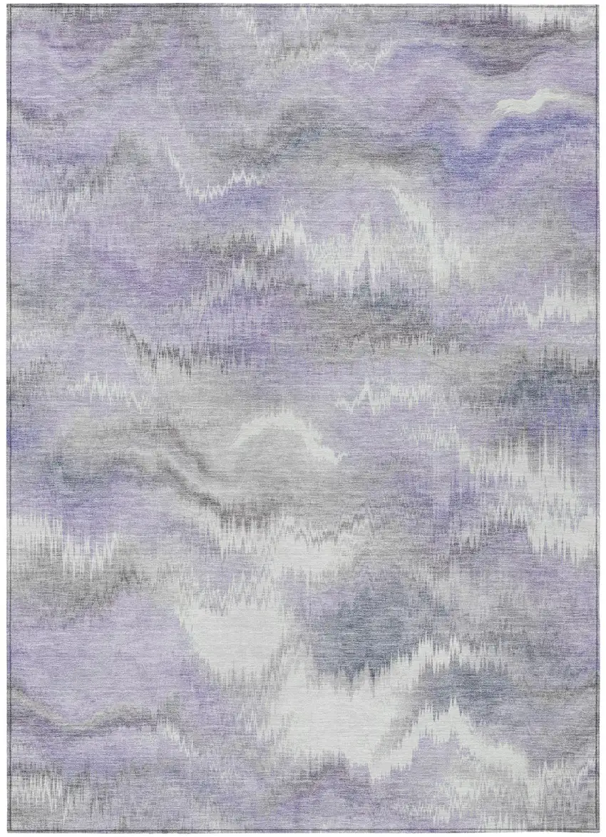 Lavender And Purple Abstract Washable Indoor Outdoor Area Rug Photo 1