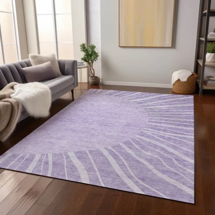 Lavender And Purple Abstract Washable Indoor Outdoor Area Rug Photo 9
